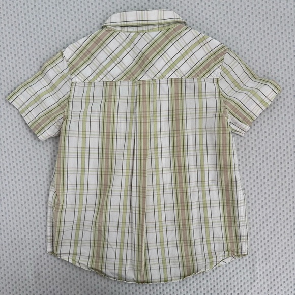 Hanna Andersson Plaid Short Sleeve Shirt - Green and White Size 5T - Picture 4 of 5